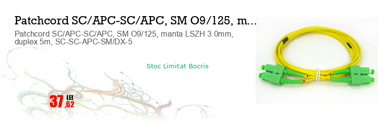 Patchcord SC/APC-SC/APC, SM O9/125, manta LSZH 3.0mm, duplex 5m, SC-SC-APC-SM/DX-5