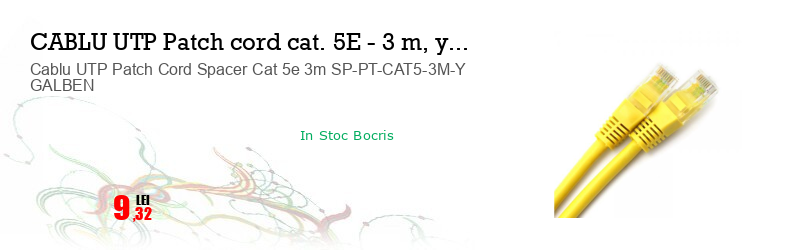 Cablu UTP Patch Cord Spacer Cat 5e 3m SP-PT-CAT5-3M-Y GALBEN