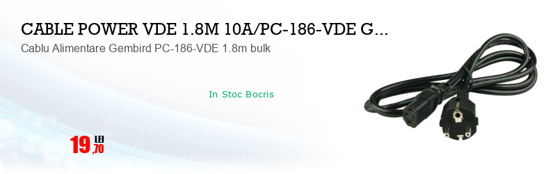 Cablu Alimentare Gembird PC-186-VDE 1.8m bulk