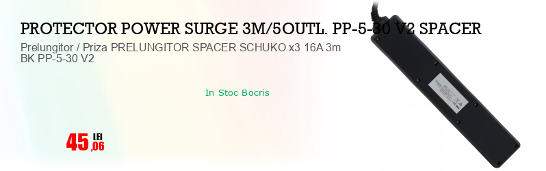 Prelungitor / Priza PRELUNGITOR SPACER SCHUKO x3 16A 3m BK PP-5-30 V2