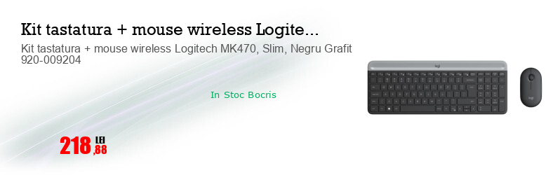 Kit tastatura + mouse wireless Logitech MK470, Slim, Negru Grafit 920-009204