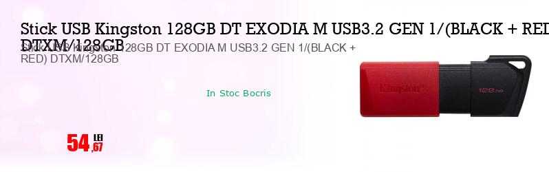 Stick USB Kingston 128GB DT EXODIA M USB3.2 GEN 1/(BLACK + RED) DTXM/128GB