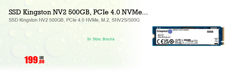 SSD Kingston NV2 500GB, PCIe 4.0 NVMe, M.2, SNV2S/500G