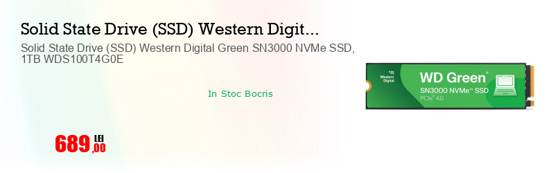 Solid State Drive (SSD) Western Digital Green SN3000 NVMe SSD, 1TB WDS100T4G0E