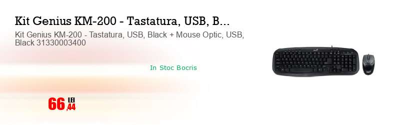Kit Genius KM-200 - Tastatura, USB, Black + Mouse Optic, USB, Black 31330003400