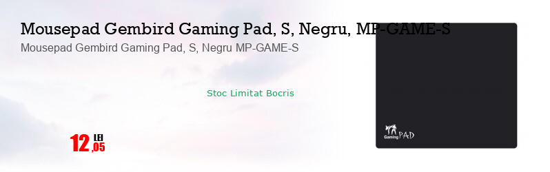 Mousepad Gembird Gaming Pad, S, Negru MP-GAME-S