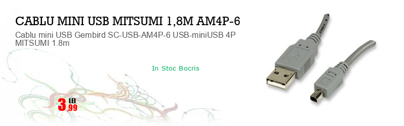 Cablu mini USB Gembird SC-USB-AM4P-6 USB-miniUSB 4P MITSUMI 1.8m