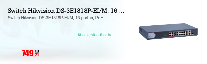Switch Hikvision DS-3E1318P-EI/M, 16 porturi, PoE