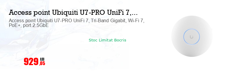 Access point Ubiquiti U7-PRO UniFi 7, Tri-Band Gigabit, Wi-Fi 7, PoE+, port 2.5GbE