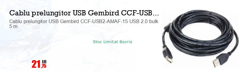 Cablu prelungitor USB Gembird CCF-USB2-AMAF-15 USB 2.0 bulk 5 m