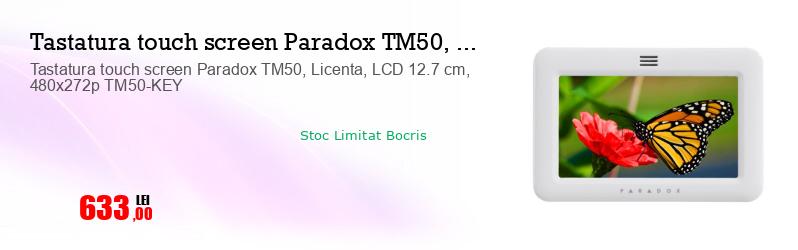 Tastatura touch screen Paradox TM50, Licenta, LCD 12.7 cm, 480x272p TM50-KEY