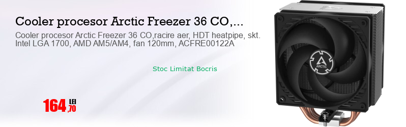Cooler procesor Arctic Freezer 36 CO,racire aer, HDT heatpipe, skt. Intel LGA 1700, AMD AM5/AM4, fan 120mm, ACFRE00122A