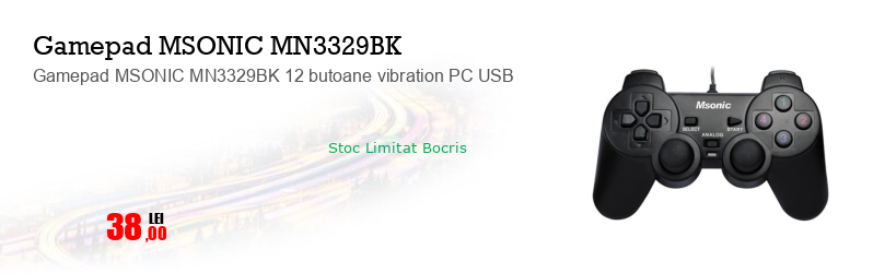 Gamepad MSONIC MN3329BK 12 butoane vibration PC USB