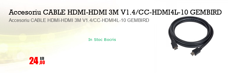 Accesoriu CABLE HDMI-HDMI 3M V1.4/CC-HDMI4L-10 GEMBIRD 