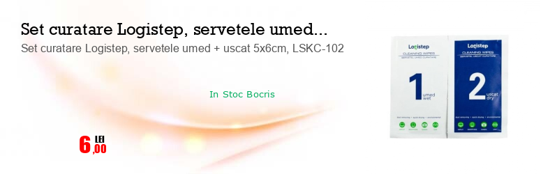 Set curatare Logistep, servetele umed + uscat 5x6cm, LSKC-102