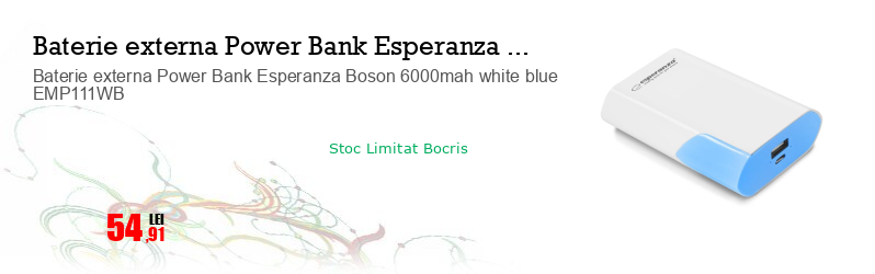 Baterie externa Power Bank Esperanza Boson 6000mah white blue EMP111WB