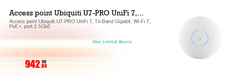 Access point Ubiquiti U7-PRO UniFi 7, Tri-Band Gigabit, Wi-Fi 7, PoE+, port 2.5GbE