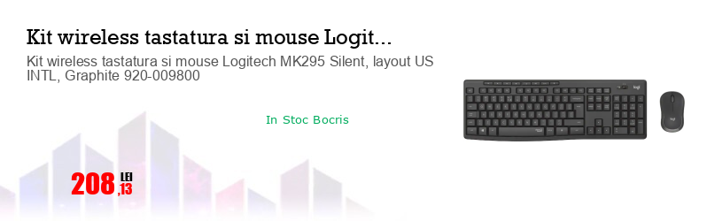 Kit wireless tastatura si mouse Logitech MK295 Silent, layout US INTL, Graphite 920-009800