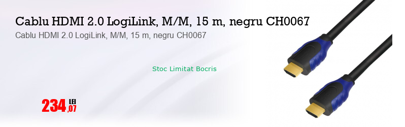 Cablu HDMI 2.0 LogiLink, M/M, 15 m, negru CH0067