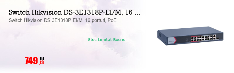 Switch Hikvision DS-3E1318P-EI/M, 16 porturi, PoE