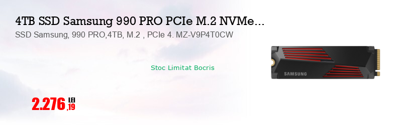 SSD Samsung, 990 PRO,4TB, M.2 , PCIe 4. MZ-V9P4T0CW