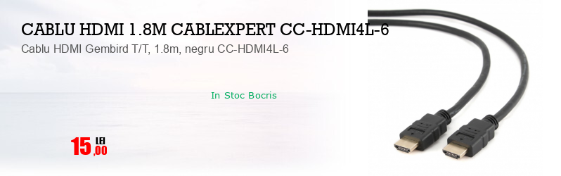 Cablu HDMI Gembird T/T, 1.8m, negru CC-HDMI4L-6