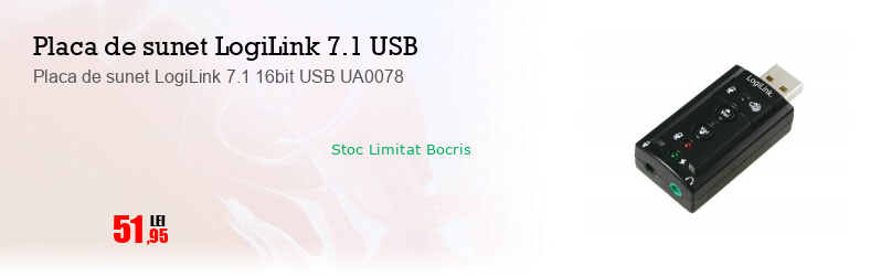 Placa de sunet LogiLink 7.1 16bit USB UA0078