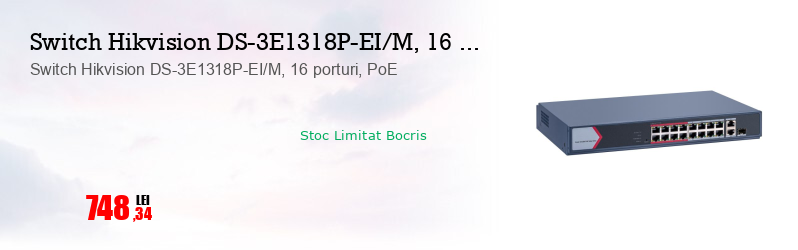 Switch Hikvision DS-3E1318P-EI/M, 16 porturi, PoE