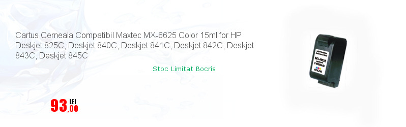 Cartus Cerneala Compatibil Maxtec MX-6625 Color 15ml for HP Deskjet 825C, Deskjet 840C, Deskjet 841C, Deskjet 842C, Deskjet 843C, Deskjet 845C