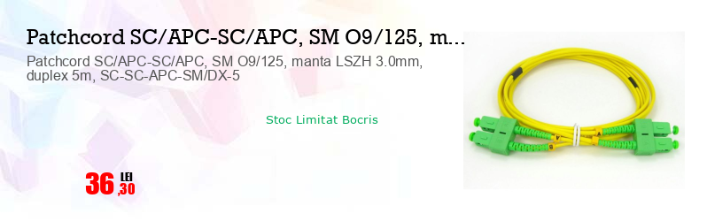 Patchcord SC/APC-SC/APC, SM O9/125, manta LSZH 3.0mm, duplex 5m, SC-SC-APC-SM/DX-5