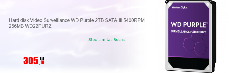 Hard disk Video Surveillance WD Purple 2TB SATA-III 5400RPM 256MB WD22PURZ