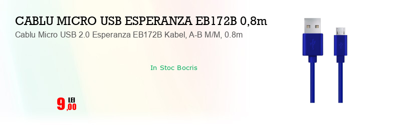 Cablu Micro USB 2.0 Esperanza EB172B Kabel, A-B M/M, 0.8m