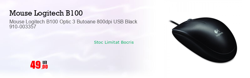 Mouse Logitech B100 Optic 3 Butoane 800dpi USB Black 910-003357