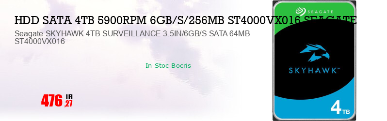Seagate SKYHAWK 4TB SURVEILLANCE 3.5IN/6GB/S SATA 64MB ST4000VX016