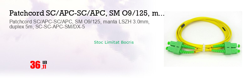 Patchcord SC/APC-SC/APC, SM O9/125, manta LSZH 3.0mm, duplex 5m, SC-SC-APC-SM/DX-5