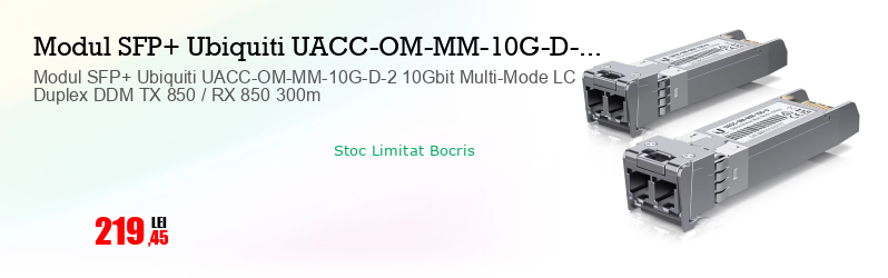Modul SFP+ Ubiquiti UACC-OM-MM-10G-D-2 10Gbit Multi-Mode LC Duplex DDM TX 850 / RX 850 300m