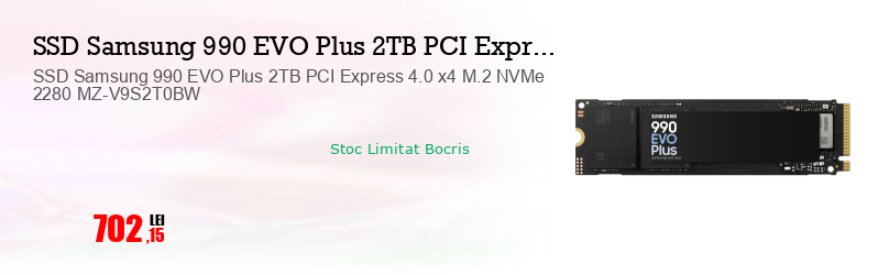 SSD Samsung 990 EVO Plus 2TB PCI Express 4.0 x4 M.2 NVMe 2280 MZ-V9S2T0BW