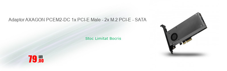 Adaptor AXAGON PCEM2-DC 1x PCI-E Male - 2x M.2 PCI-E - SATA
