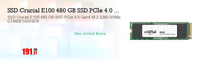 SSD Crucial E100 480 GB SSD PCIe 4.0 Gen4 M.2 2280 NVMe CT480E100SSD8