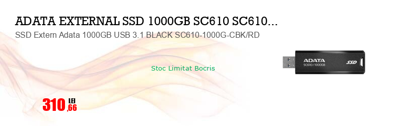 SSD Extern Adata 1000GB USB 3.1 BLACK SC610-1000G-CBK/RD