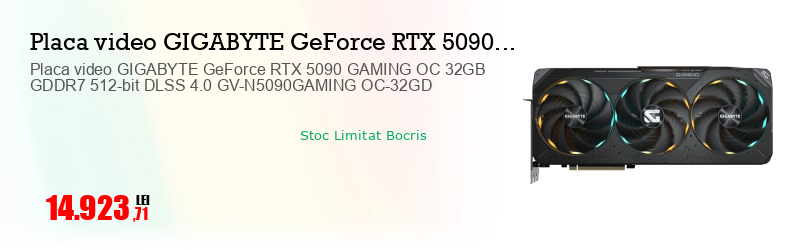 Placa video GIGABYTE GeForce RTX 5090 GAMING OC 32GB GDDR7 512-bit DLSS 4.0 GV-N5090GAMING OC-32GD