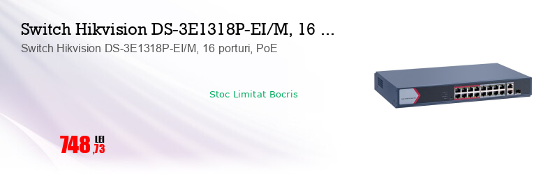 Switch Hikvision DS-3E1318P-EI/M, 16 porturi, PoE