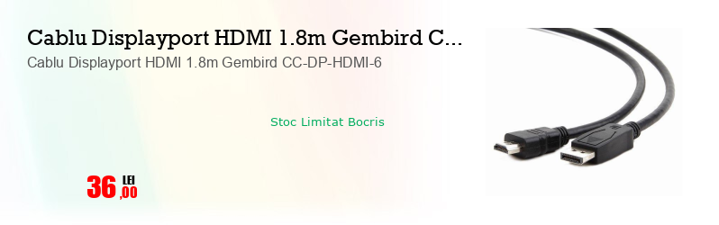 Cablu Displayport HDMI 1.8m Gembird CC-DP-HDMI-6