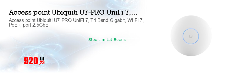 Access point Ubiquiti U7-PRO UniFi 7, Tri-Band Gigabit, Wi-Fi 7, PoE+, port 2.5GbE