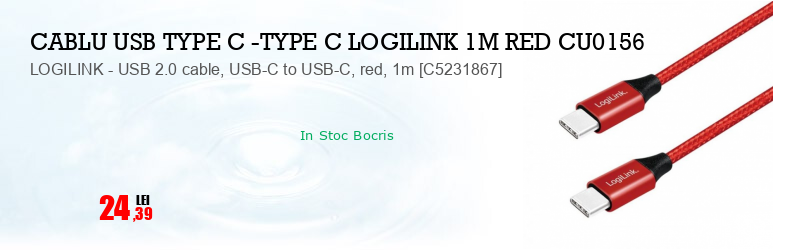LOGILINK - USB 2.0 cable, USB-C to USB-C, red, 1m [C5231867]