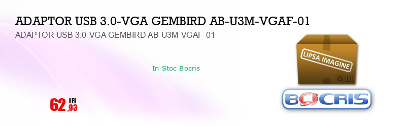 ADAPTOR USB 3.0-VGA GEMBIRD AB-U3M-VGAF-01