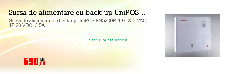 Sursa de alimentare cu back-up UniPOS FS5200P, 187-253 VAC, 17-28 VDC, 3.5A   