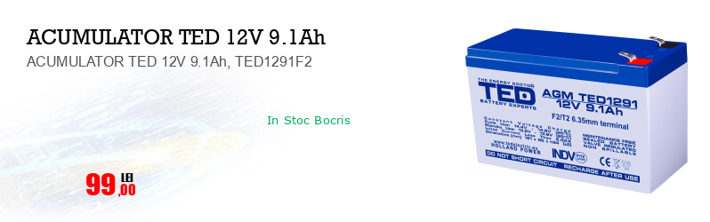 ACUMULATOR TED 12V 9.1Ah, TED1291F2