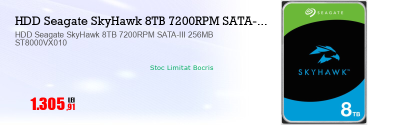 HDD Seagate SkyHawk 8TB 7200RPM SATA-III 256MB ST8000VX010  