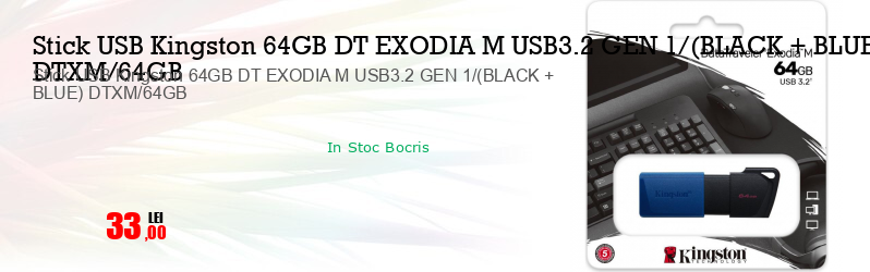 Stick USB Kingston 64GB DT EXODIA M USB3.2 GEN 1/(BLACK + BLUE) DTXM/64GB